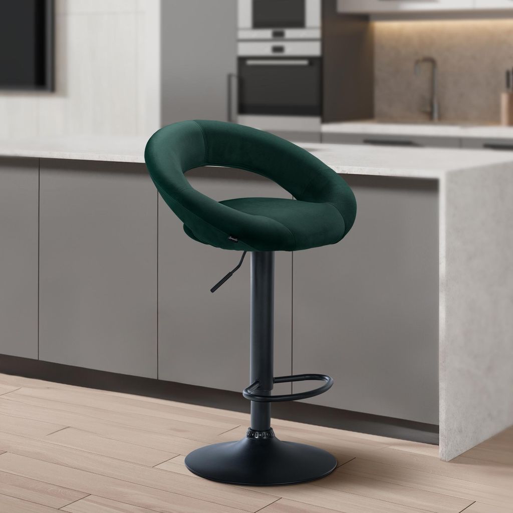 Barhocker HLO-CP288 Samt schwarz grün