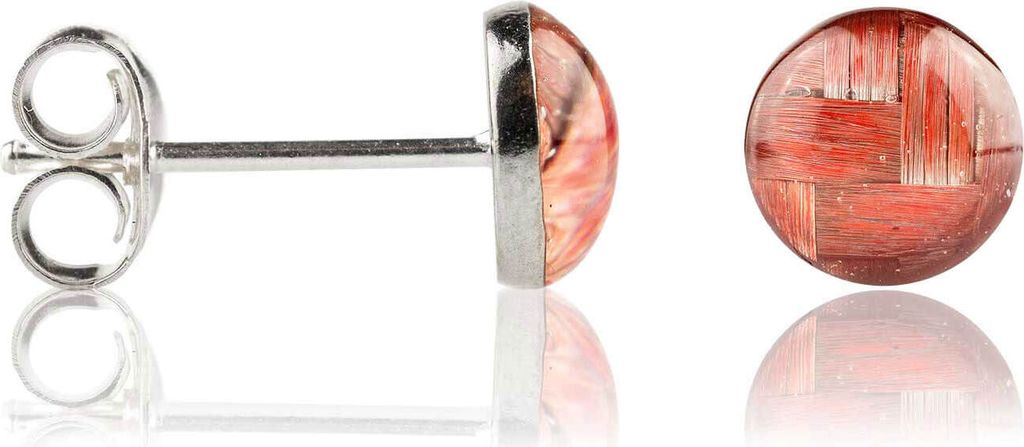 925 Sterling Silber Ohrstecker Carbonfaser in verschiedenen Farben Farbe - Pink