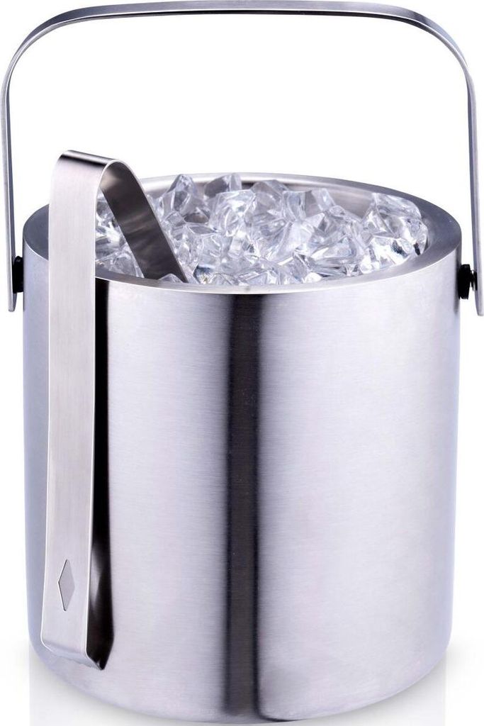 Doppelwandiger Edelstahl Eiskübel mit Deckel und Zange, Produktbild 