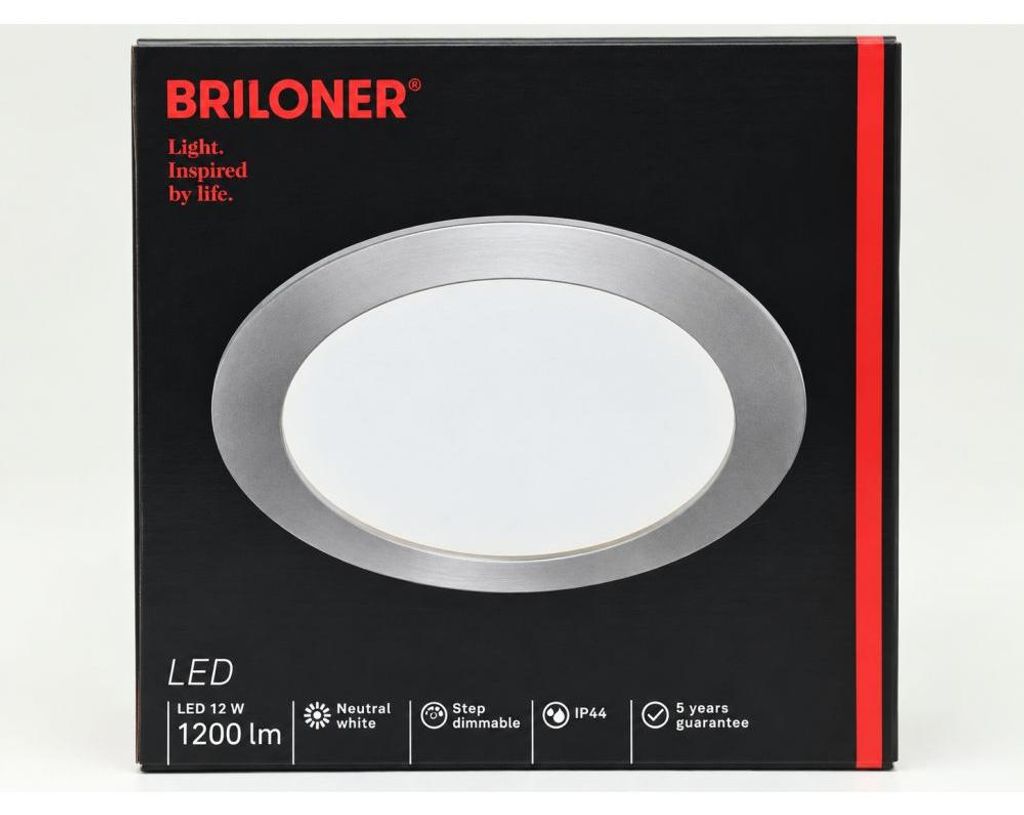 Briloner FLAT DIM LED Einbauleuchte Nickel Matt 12W 1200lm Produktbild 