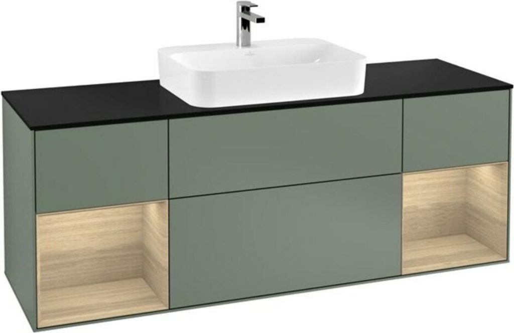 V&B Waschtischunterschrank Wandbeleuchtung Finion 160cm, Pl bla m, Reg Oa ven, Oli. m Lac