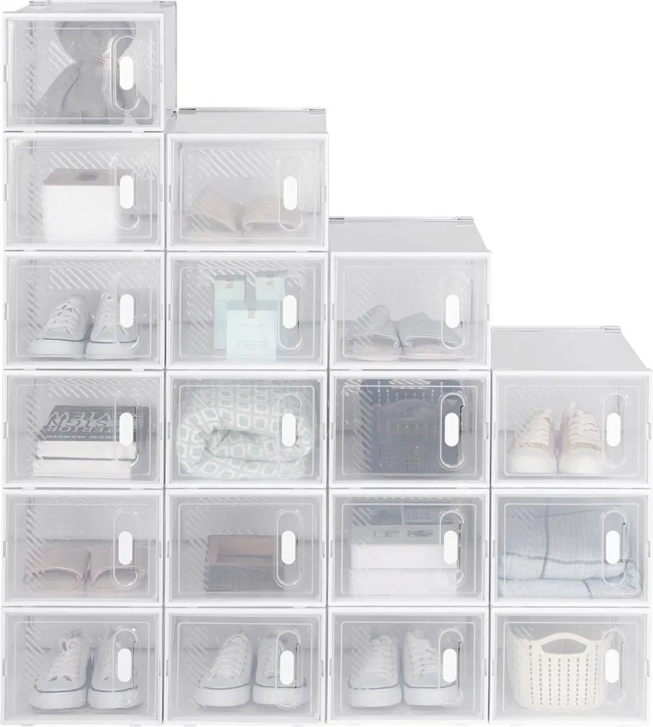 Sneakerbox lot de 18 boîtes de rangement transparentes et modulables - 3