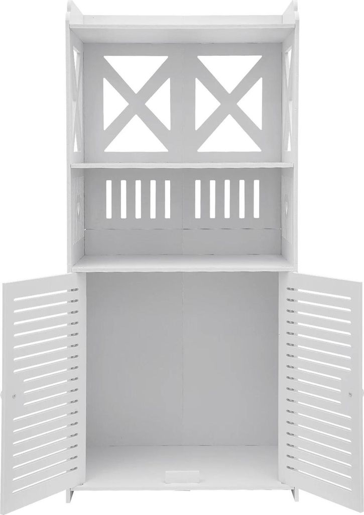 PVC Badezimmerschrank - Aufbewahrungsschrank - Toiletten-Beistellschrank stehend - Wasserdicht - Schnitz-Design - Tragkraft 2,5–3 kg