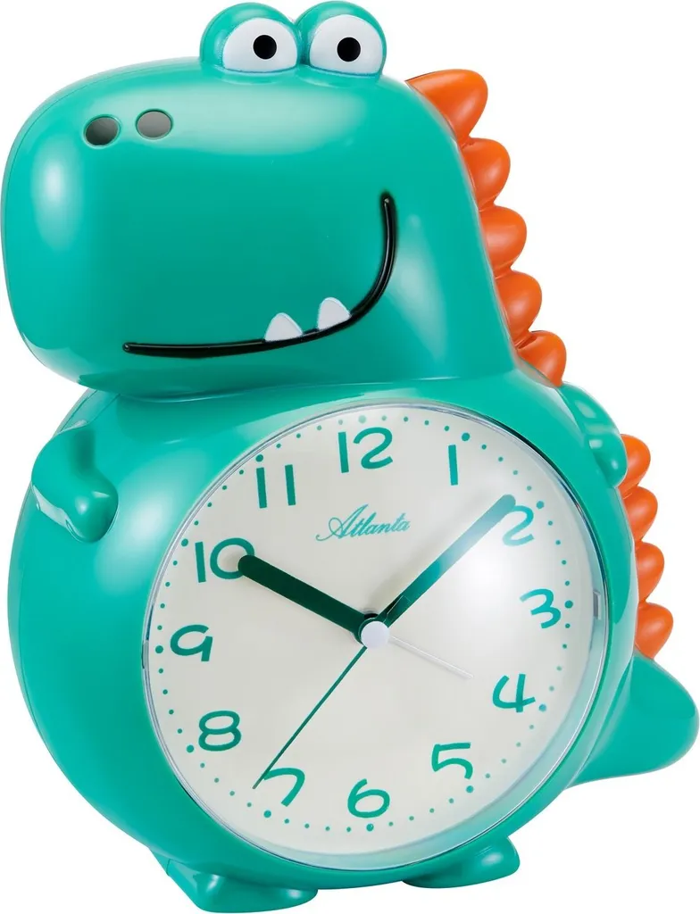 Réveil Atlanta 2167 Dinosaure Vert et Orange avec Mouvement Silencieux