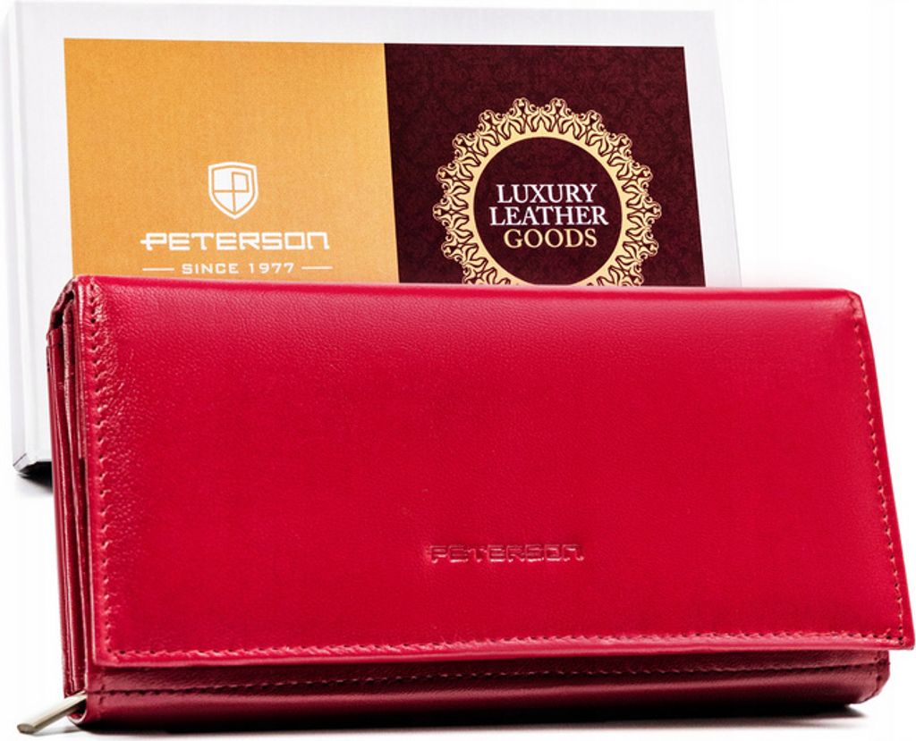 Peterson | Großes Portemonnaie, mit Lederschließe, für Frauen, Rosa, 18.5x10 cm