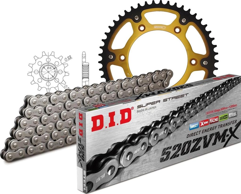 Kit Stealth (gold) passend für KTM EGS400 LC4 93-98/EGS400 ... 15-45-118 DID520ZVM-X Niet