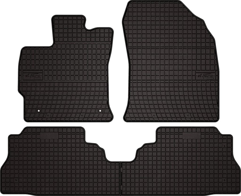 Gummifußmatten passend für Toyota Prius III Plus (Schrägheck, Bj. 2011-2015) – schwarz, passgenau, mit Befestigungen set 4 Stk. - Gummi-Autom...