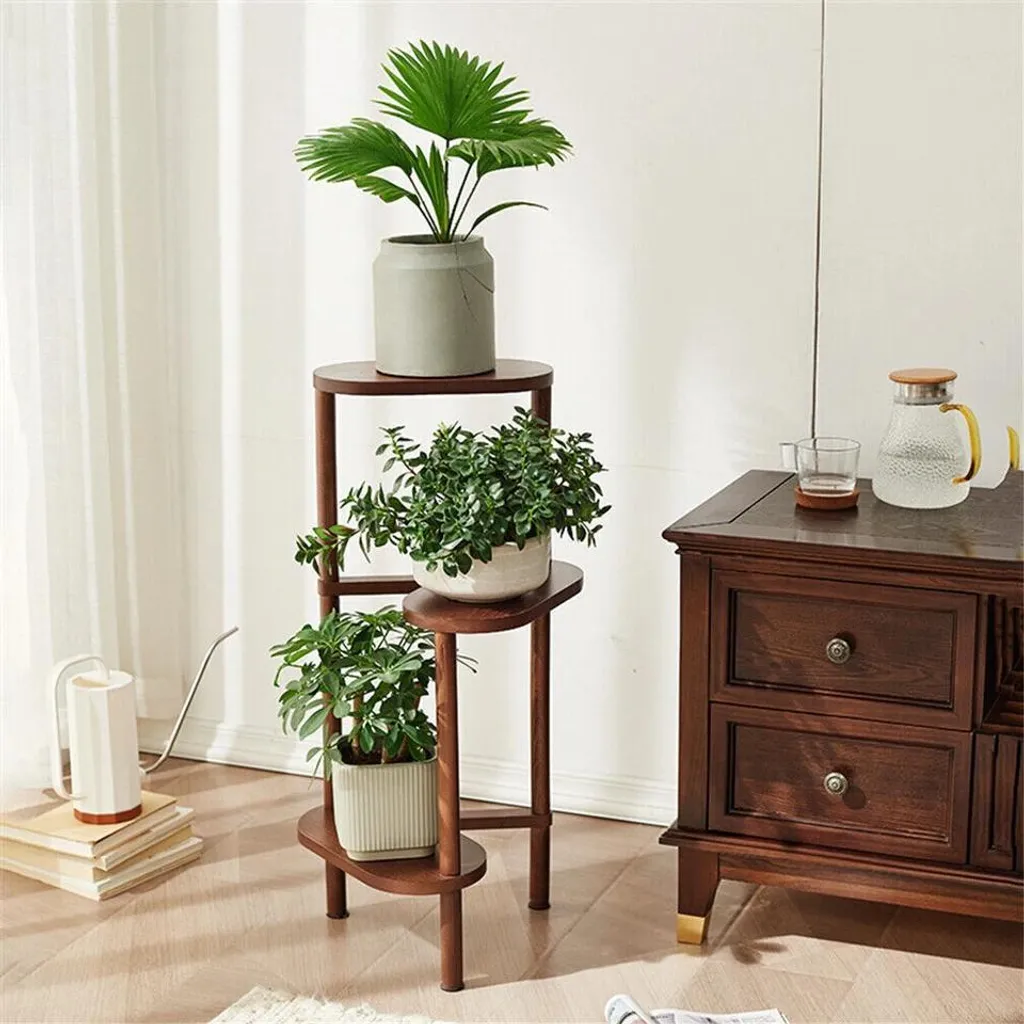 FATIVO Étagère à Plantes en Bambou à 3 Niveaux - Support Fleurs 32x75cm