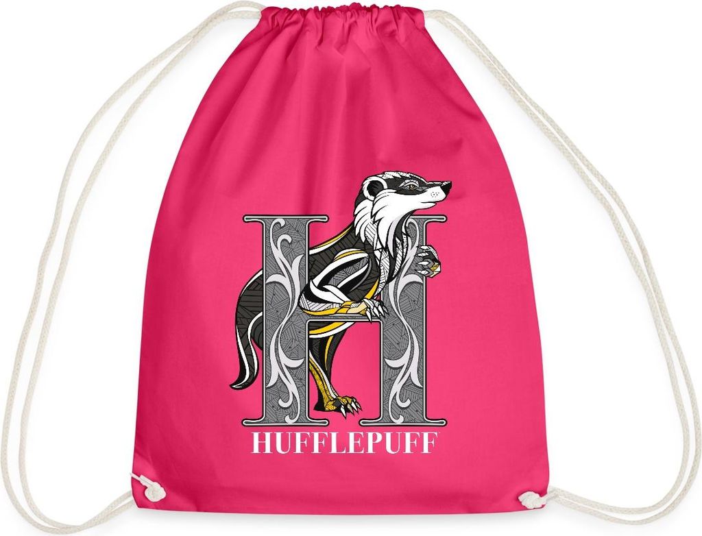 Spreadshirt Harry Potter Hufflepuff Gold monochrom Turnbeutel, One size, Fuchsia