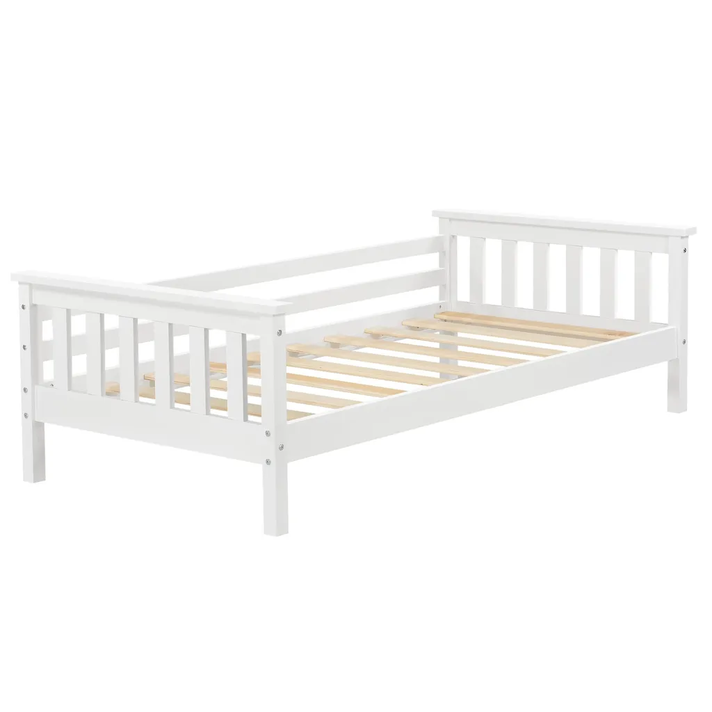 Lit enfant Eulah 80x160 cm avec sommier à lattes et barrière de sécurité