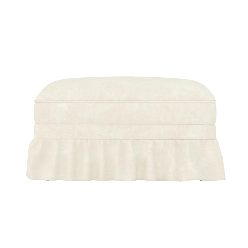 Tabouret Windsor Chenille Cloud Sofas 90x56cm avec Jupe Amovible Blanc - 4