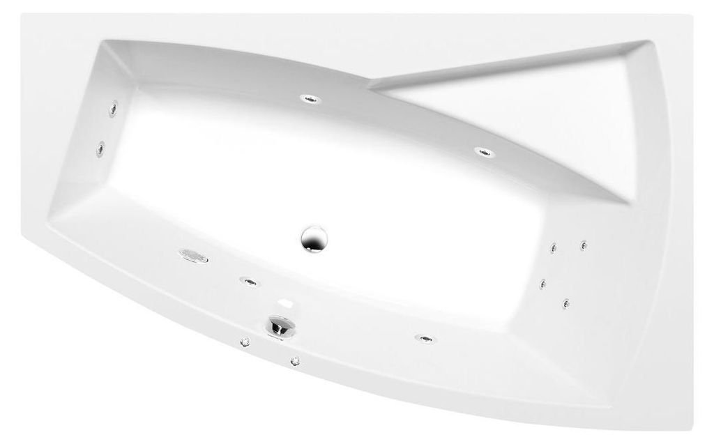 Polysan EVIA R Whirlpool-Badewanne, 160x100x47cm, Active Hydro, Chrom