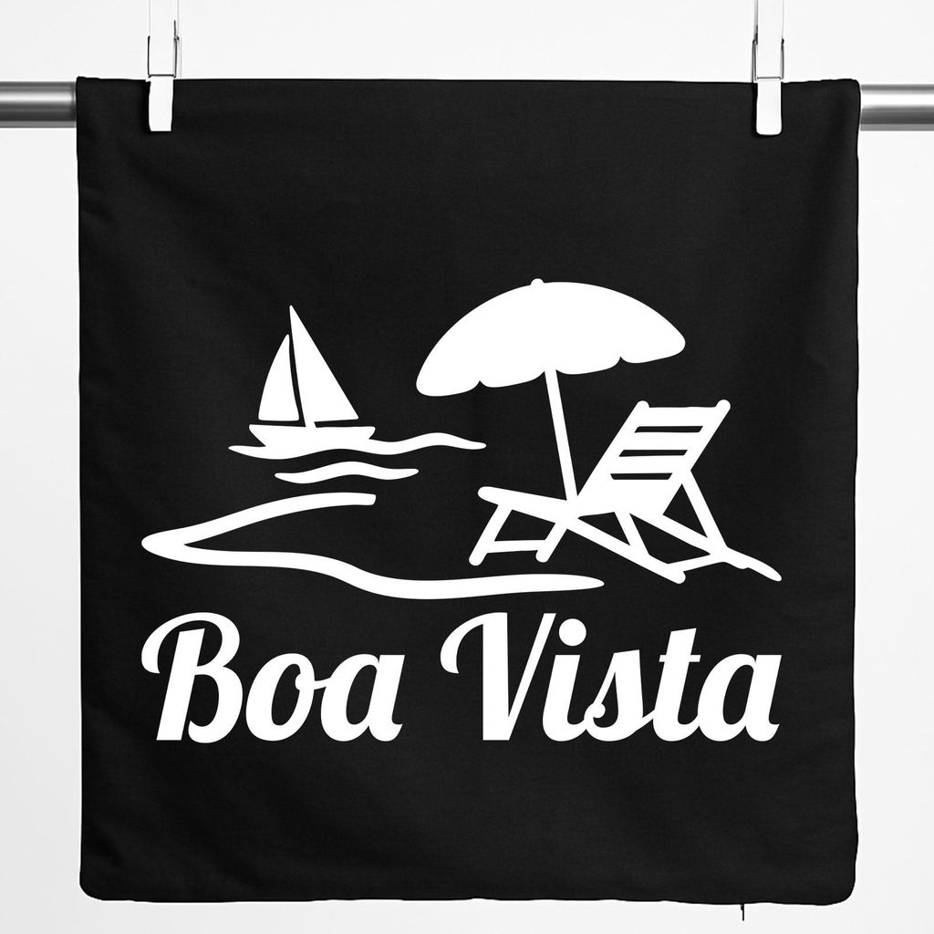 Huuraa Kissenbezug Boa Vista Inselmotiv Kap Verde 40x40cm Black Baumwolle Dekokissenbezug Geschenkidee