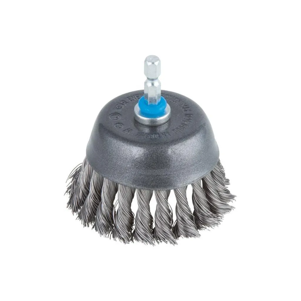 Spazzola a Tazza Annodata in Acciaio Gambo 6mm per Trapano e Smeriglio