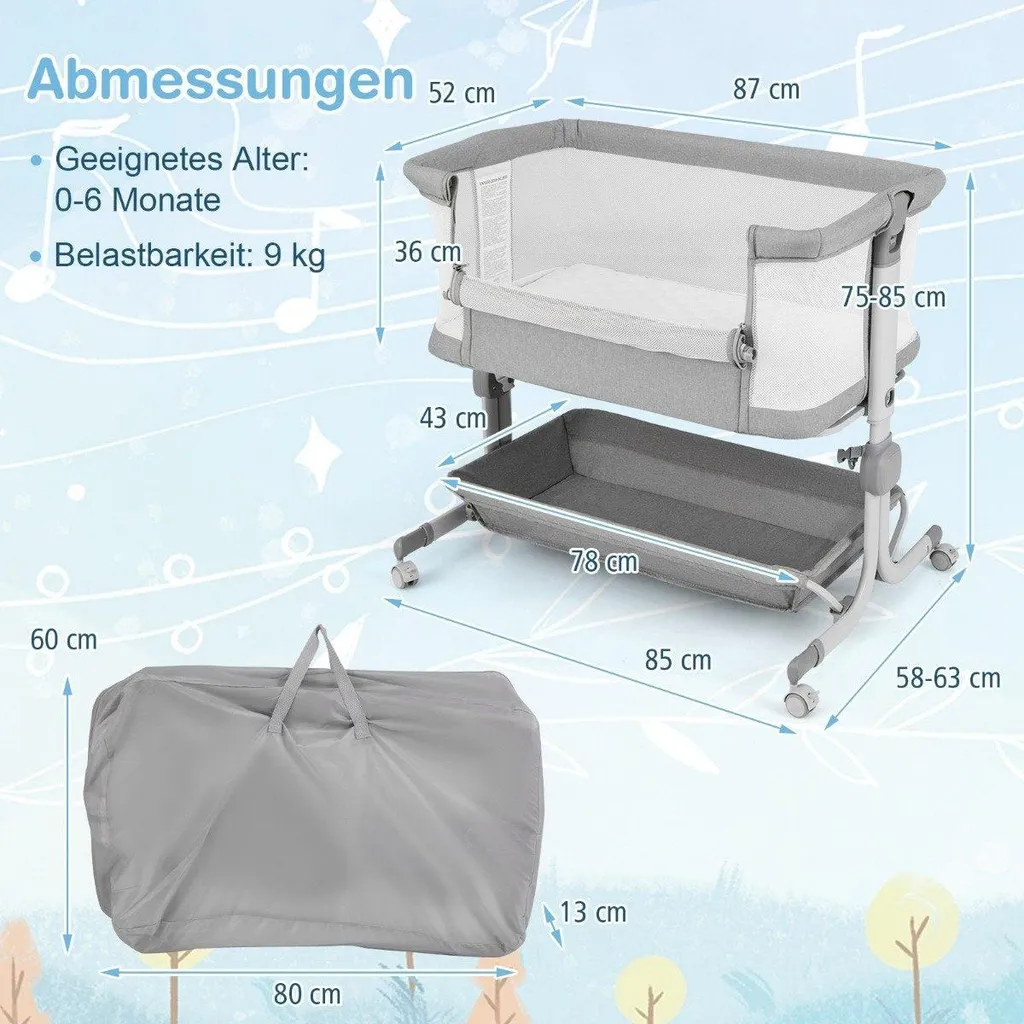 Lit bébé évolutif et lit d'appoint pliable avec rangement et matelas doux - 3