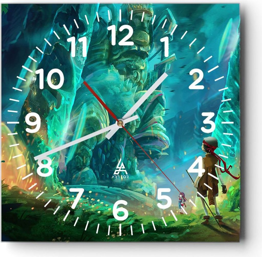 Wanduhr - Quadrat - Glasuhr - Alt höhle geheimnis spaß - 30x30cm - Schleichendes Uhrwerk - Lautlos - zum Aufhängen bereit - Dekoration Modern - ...