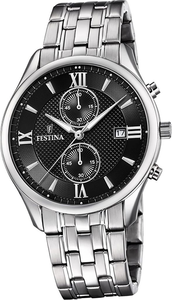 Festina Edelstahl Herren Uhr F6854/8 Analog Armband-Uhr silber Retro D2UF6854/8