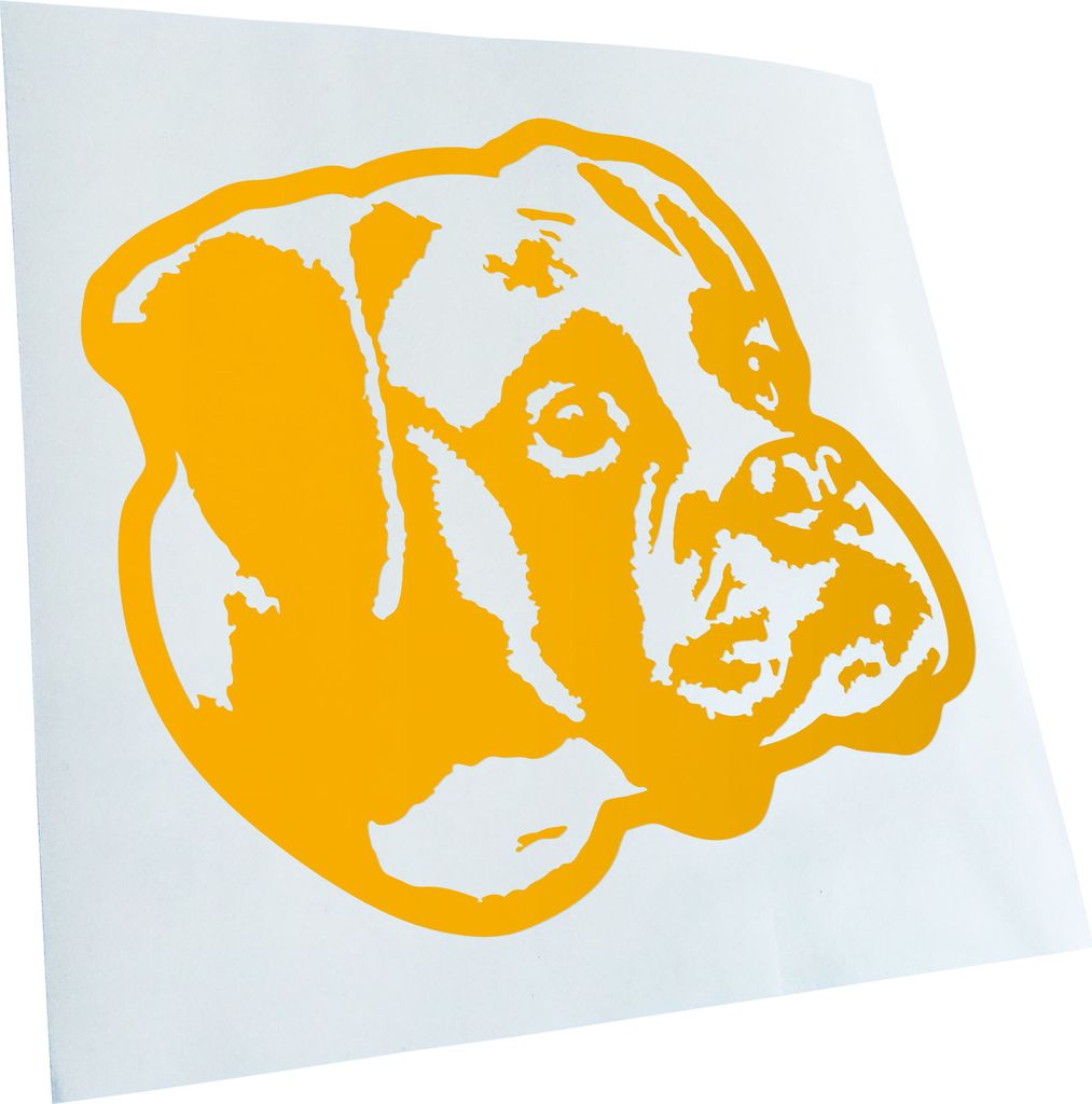 Kiwistar - Autoaufkleber - Boxer Hund - Gelb - 24x22cm - Aufkleber für Auto, Laptop, Fahrrad, LKW, Motorrad mehrfarbig JDM Decal Racing