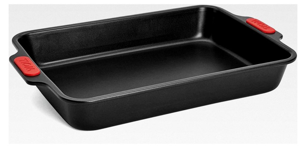 Rechteckige Backform, 33 x 23 cm, mit hitzebeständigen Silikongriffen bis 230 °C, PFAS-frei, zweilagige Antihaftbeschichtung, aluminisierter Stah...