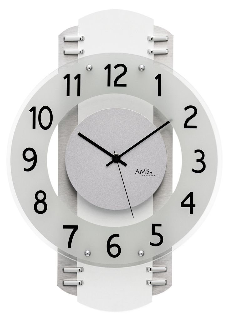 AMS F5617 Funkwanduhr mit Holzgehäuse und Aluminium-Auflage Produktbild 