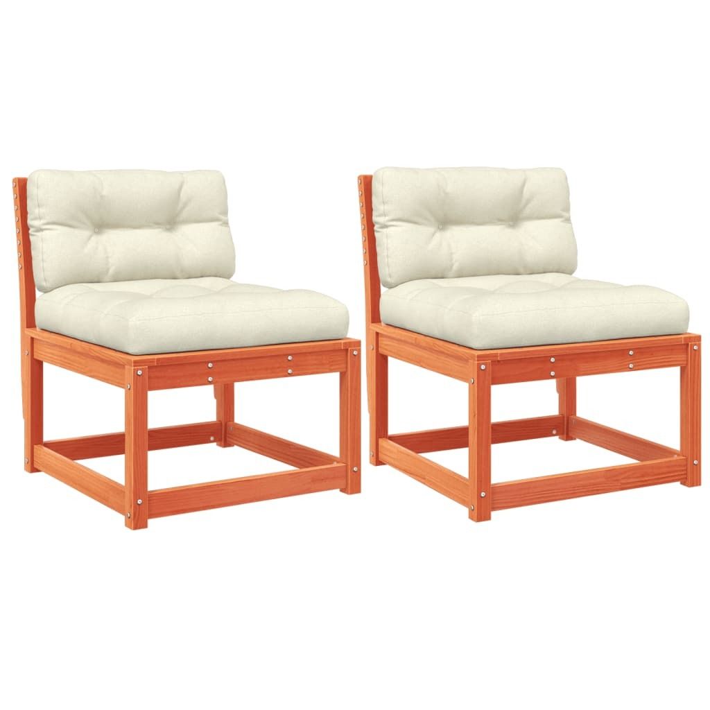 vidaXL Gartensofas mit Kissen 2 Stk. Wachsbraun Massivholz Kiefer