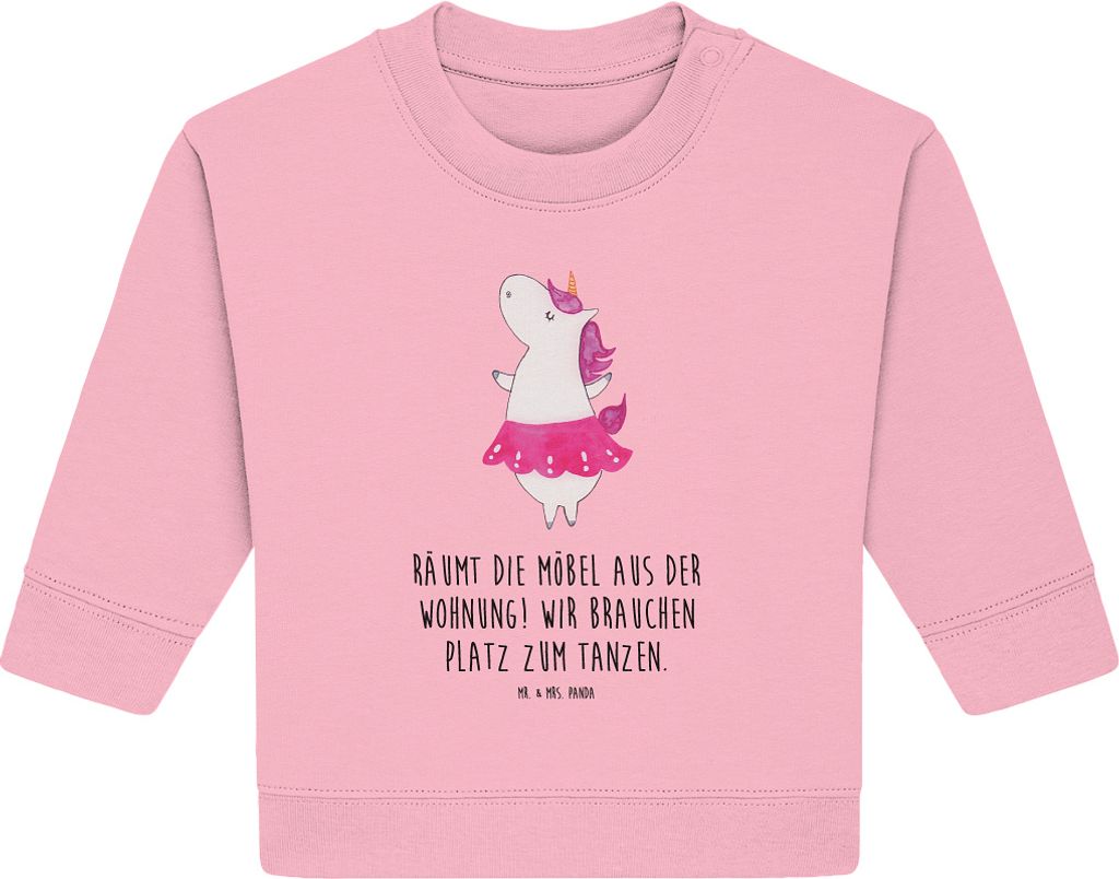 Mr. & Mrs. Panda Organic Baby Pullover Einhorn Ballerina 12. - 18. Monat - Baumwolle Pink - Geschenk, Tanzen, Unicorn, Wohnung, Geburtstag, Einhör...