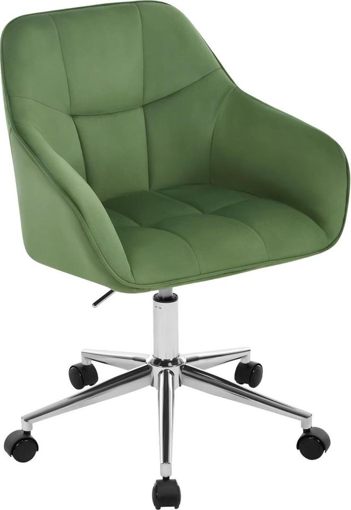 Set aus 2 Drehbare Samt-Bürostühle – Höhenverstellbar – Mit Armlehnen – Grün – Für Wohnzimmer, Büro oder Schminktisch