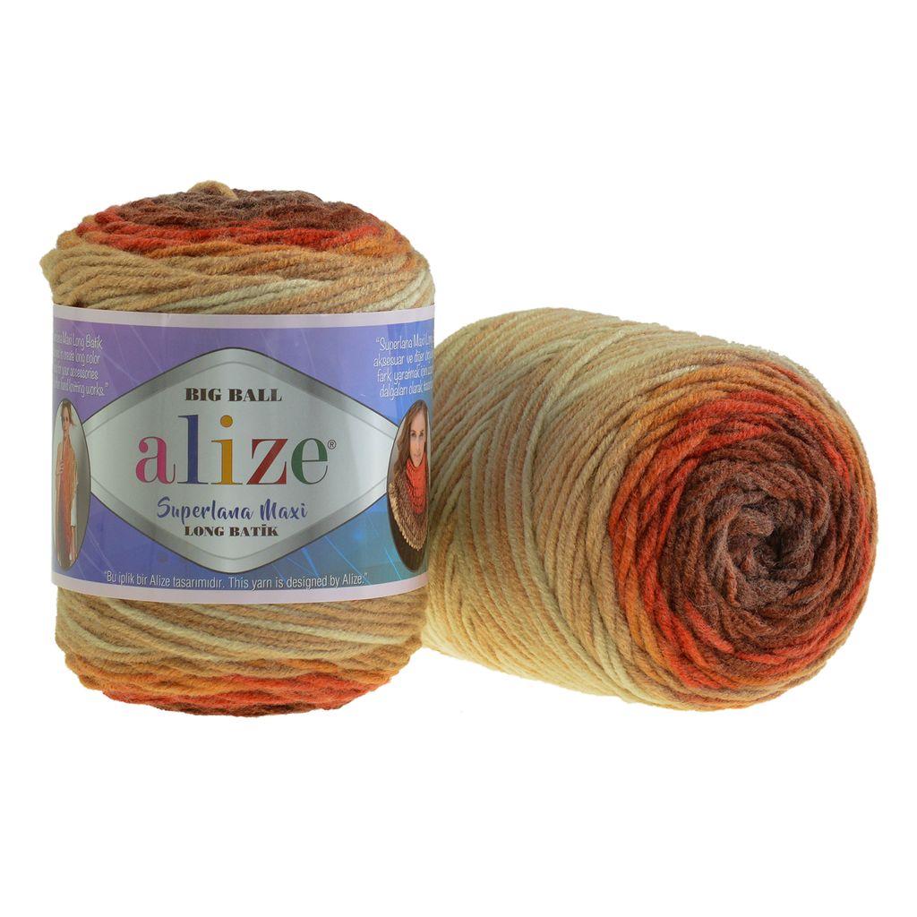 250g Strickgarn ALIZE Superlana Maxi Long Batik, 25% Wolle, Farbwahl multicolor, Farbe:6771