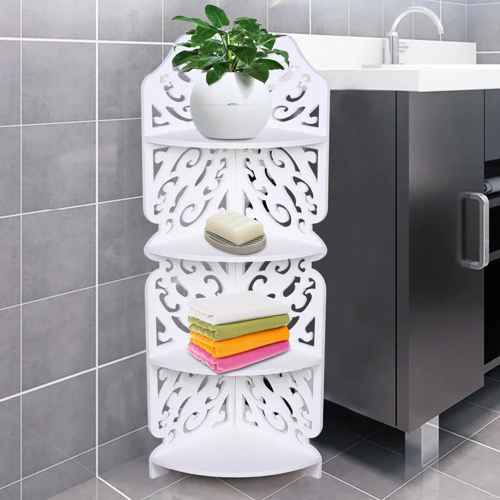 Serviteur de douche d'angle blanc durable - Étagère murale sanitaire - 4