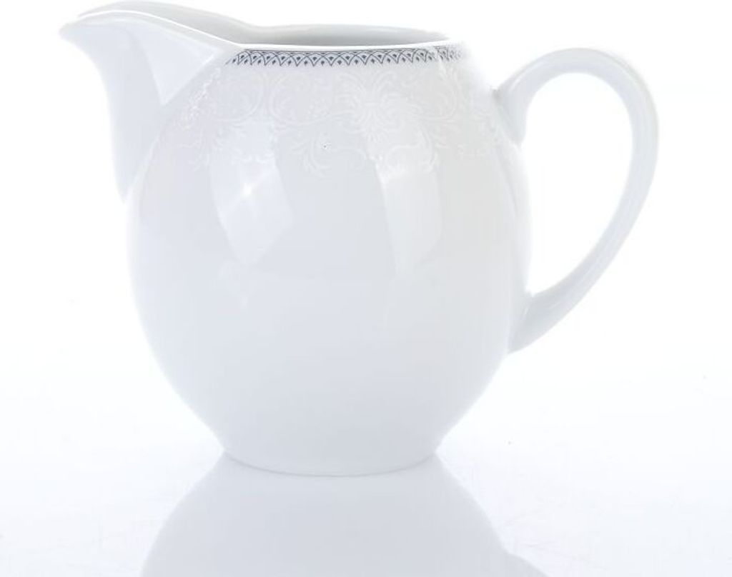 Thun 1794 Milchkännchen, Tschechisches Porzellan, Opal, 0,35 l, Spitze, grauer Rand, Thun