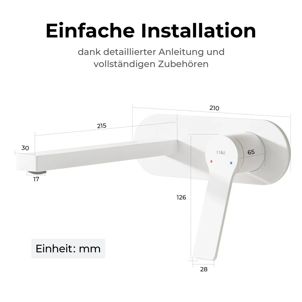 Rubinetto Lavabo EMKE Bianco Opaco - Sicuro e Facile da Pulire - 7