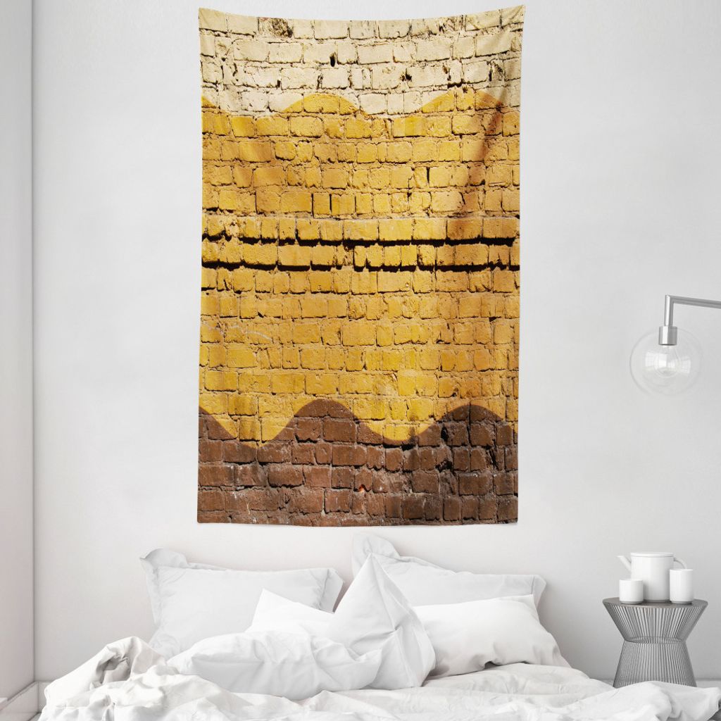 ABAKUHAUS Weiß und Schwarz Wandteppich und Tagesdecke, Brick Wall Waves aus Weiches Mikrofaser Stoff Waschbar ohne Verblassen Digitaldruck, 140 x ...