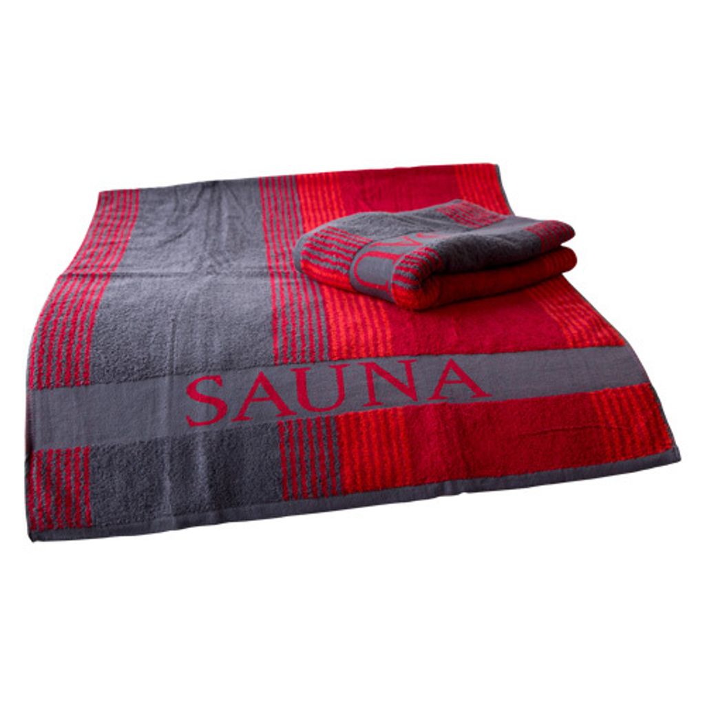 XL Sauntuch 80 x 200 cm, rot/grau