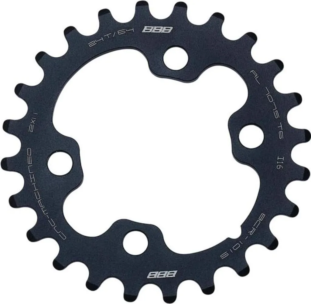 Plateau BBB MTBGear 24 dents noir 64mm ultra résistant pour VTT XT