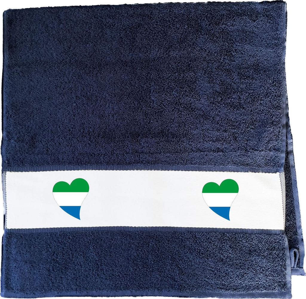 Huuraa Handtuch Sierra Leone Flagge Herz 50x100cm French Navy Baumwolle Handtuch Geschenkidee