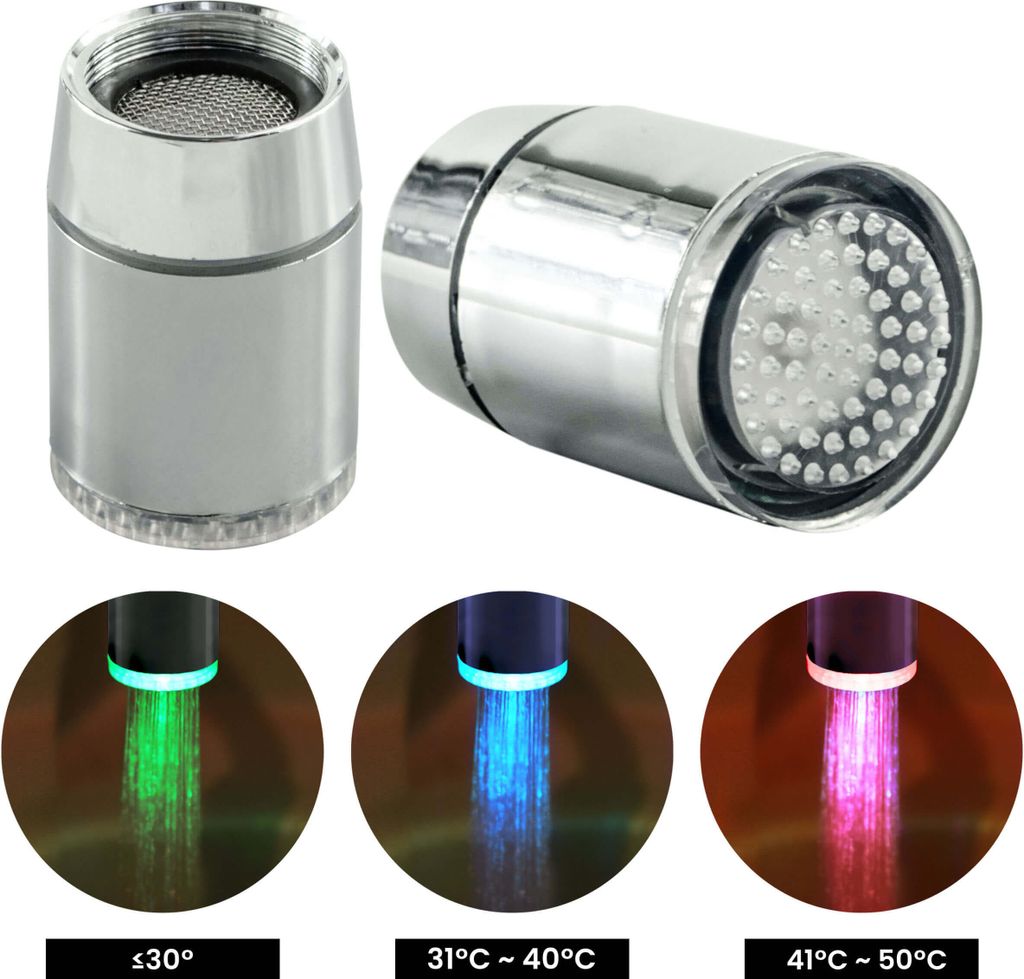 X4-TOOLS LED 2er Set Wasserhahnaufsatz, Automatische Produktbild 