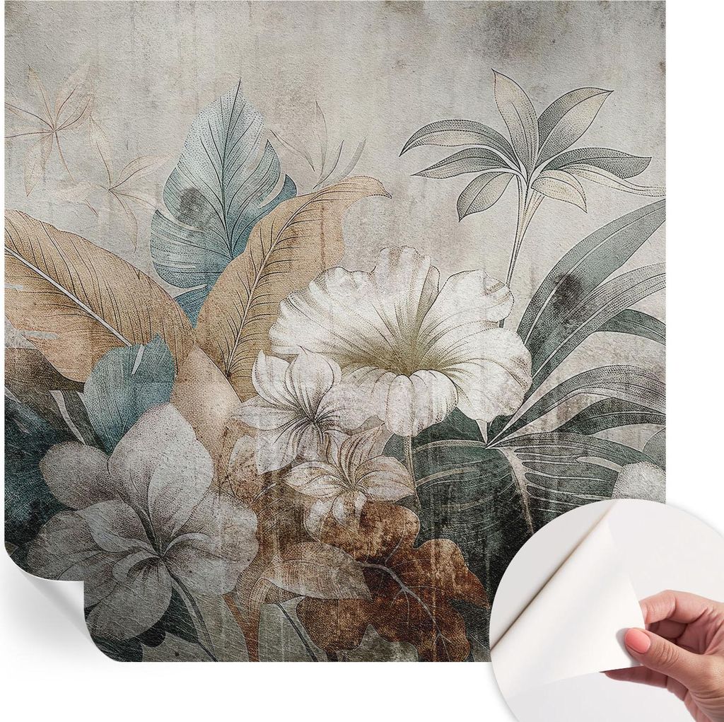 Selbstklebende Wandtapete - Dekorative Tapete für Wohnzimmer - Klebefolie für Wandbilder - Tapetenfolie für Wanddekoration - 250x250 cm - Blumen...