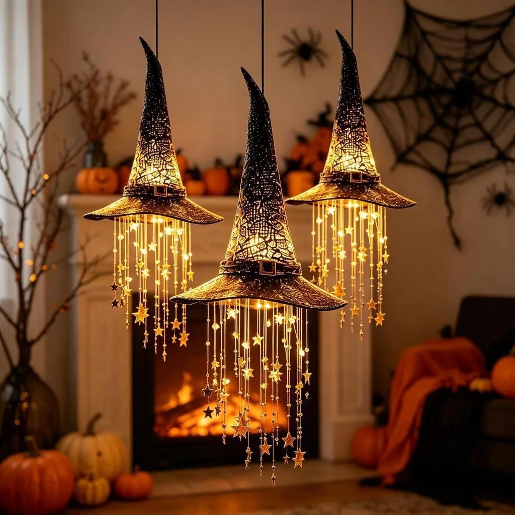 Beleuchteter Hexenhut für Halloween, hängend, mit Sound, Produktbild 