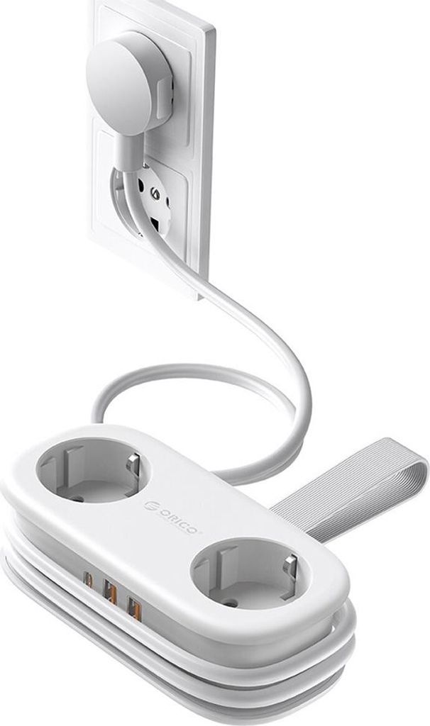 INF Europäische Standard PD20W Steckdosenleiste mit USB und Kabelmanagement Weiß