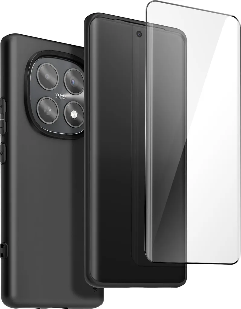 Coque Redmi Note 15 4G/5G Noire au Toucher Doux avec Verre Blindé
