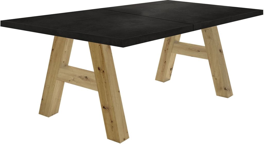 Esstisch ausziehbar Elia 1 160 x 90 x 75 Esszimmertisch Asteiche/Schwarzstahl 13260-160
