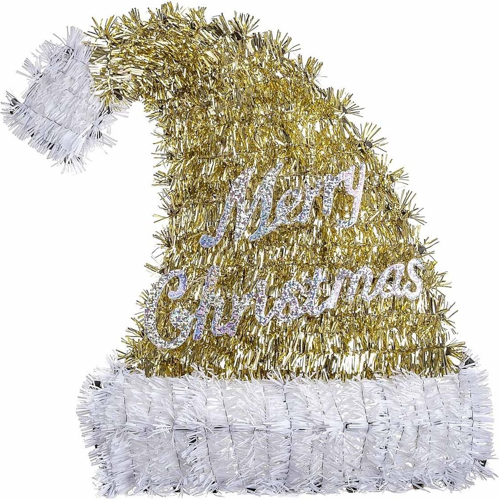 Edco Weihnachtsmütze Lametta "Merry Christmas" Türdeko 01738 ca. 27 cm gold