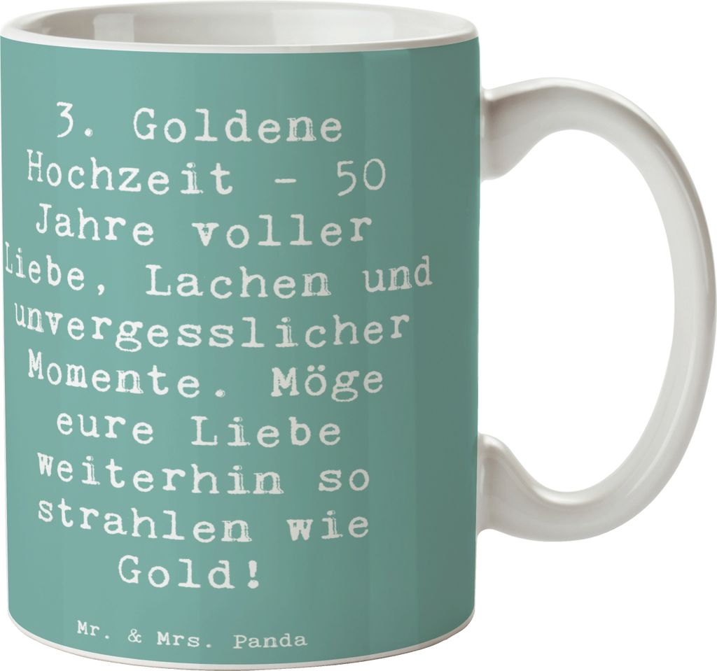 Mr. & Mrs. Panda Pott Spruch 50. Hochzeitstag - Meeresbrise - Geschenk, unvergessliche Momente, Kaffeebecher, Tasse, Goldene Hochzeit, Jubiläumsge...