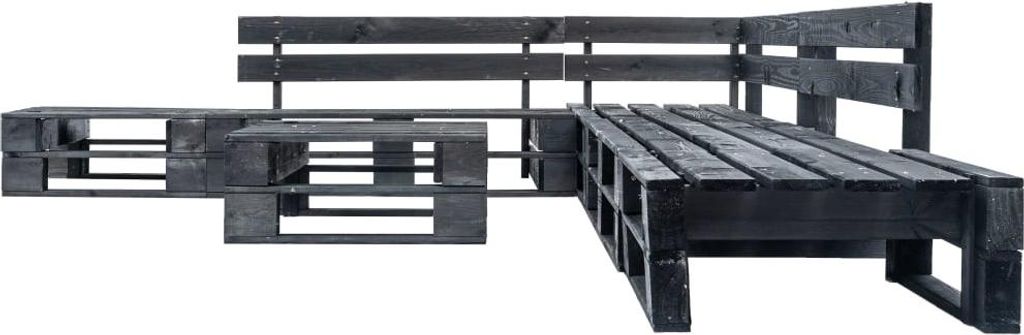 vidaXL 6-tlg. Garten-Paletten-Sofagarnitur Schwarz Holz