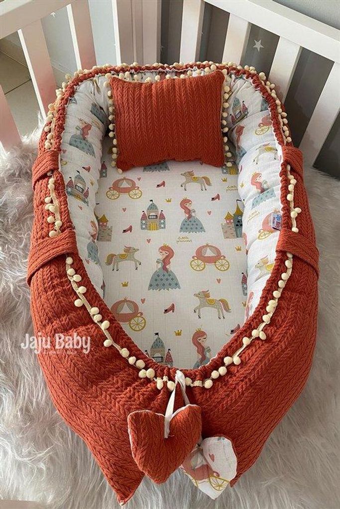 Jaju Baby Babynestchen mit Kopfkissen 70 x 40 cm Dunkelorange