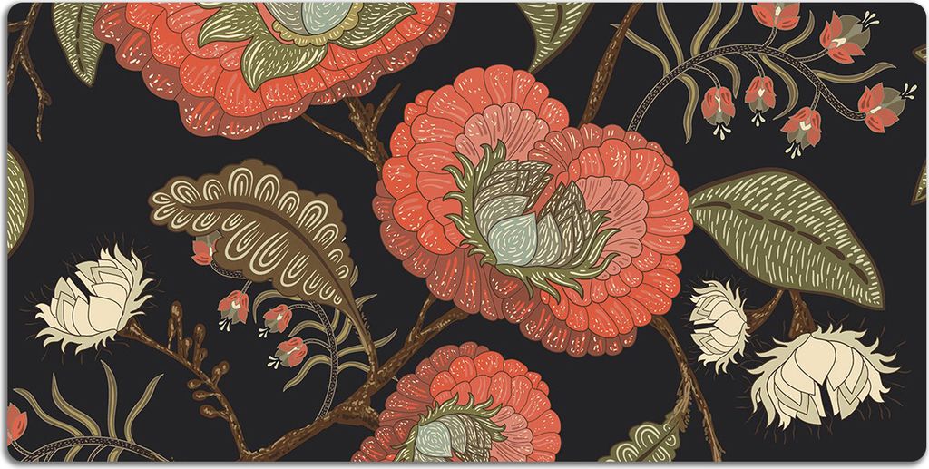 Schreibtischmatte Tischunterlage 100x50 cm Mauspad - Retro-Blumen
