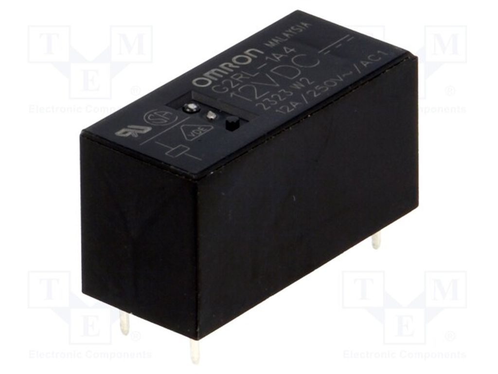 1x Relais: elektromagnetisch USpule : 12VDC 12A/250VAC G2RL-1A4 12VDC Elektromag