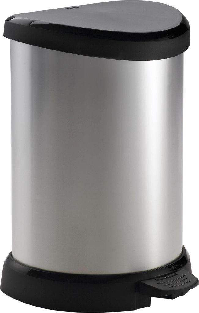 DECOBIN Abfalleimer 15L mit Fußpedal silber metallic