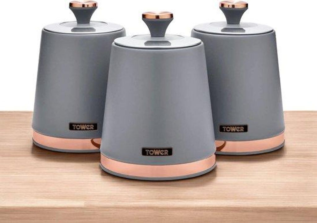 Stahl-Schranken für Tee/Kaffee/Zucker, grau und rosa gold