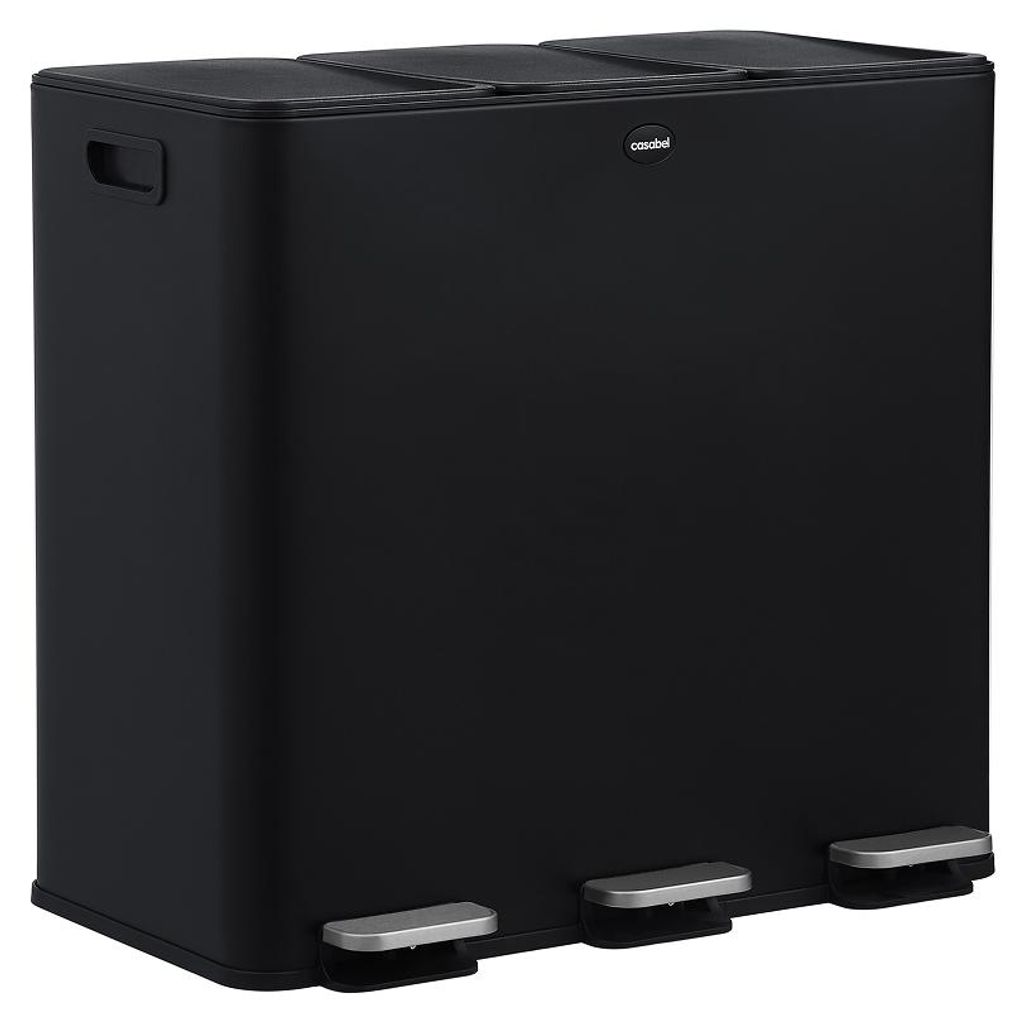 CASABEL Poubelle Tri Sélectif 3x20L, Acier Inox Noir, Image du produit 